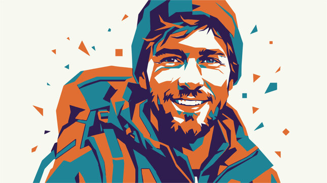 Smiling Man Wearing Backpack and Beanie.