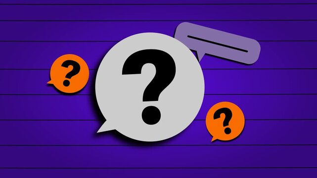 Animation of a question mark inside a speech bubble, depicting a question or curiosity