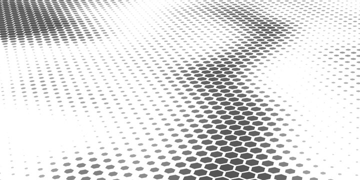 Hexagons pattern in perspective vector abstract background, technology theme network and big data image.