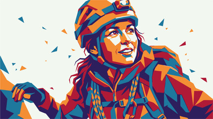Woman wearing climbing helmet and jacket. © Nawawi