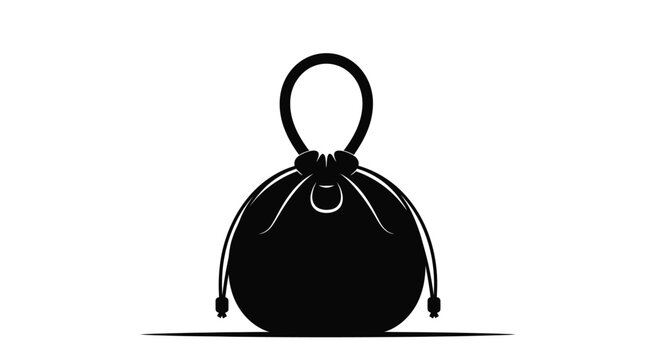 Drawstring bag silhouette against a white background pouch sack purse