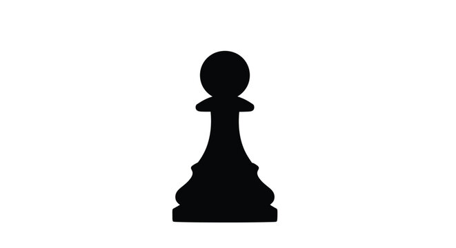 Chess Pawn Silhouette Against White Background Minimalist Black Shape piece