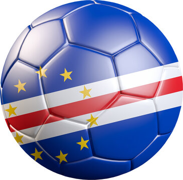 Football / soccer ball with a flag overlay of Cape Verde isolated on transparent background. International match and national team of Cape Verde concept