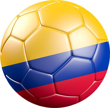 Football / soccer ball with a flag overlay of Colombia isolated on transparent background. International match and national team of Colombia concept