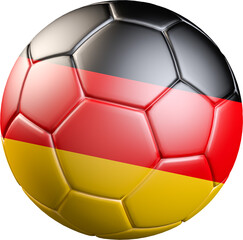 Fototapeta premium Football / soccer ball with a flag overlay of Germany isolated on transparent background. International match and national team of Germany concept