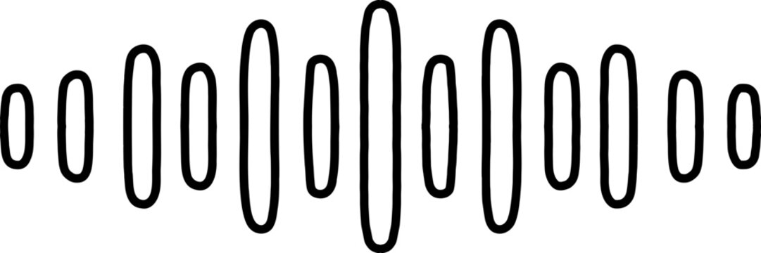 Hand Drawn Audio Sound Wave Doodle Icon &ndash; Sketch Music Frequency Element