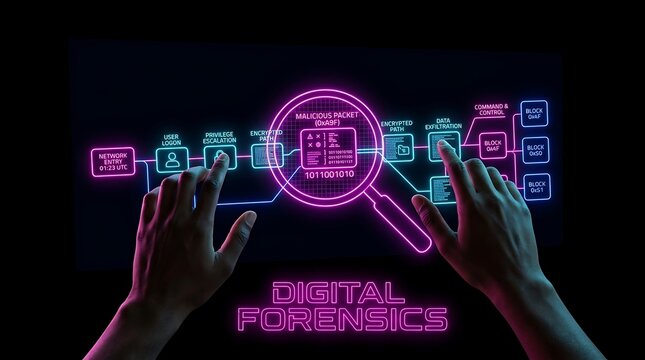 Digital Forensics Analysis and Cybersecurity Investigation Concept.
