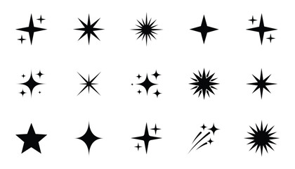 Obraz premium Collection of sparkle, star, and twinkle icons for design elements