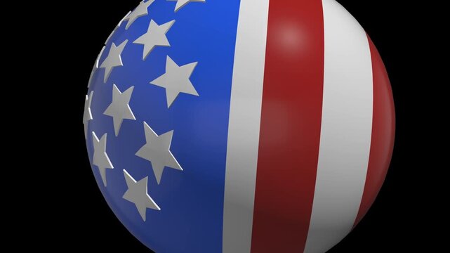 Patriotic American Flag Soccer Ball Rotation For Independence Day on transparent background