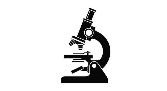 Microscope Silhouette Against A White Background Black And White Design