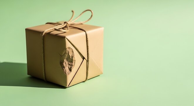 Brown gift box with twine.