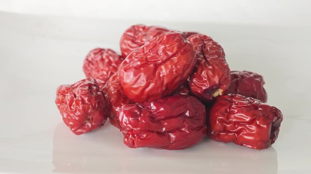 Pile of dried red jujube fruits
