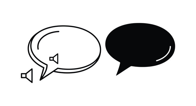 Two speech bubbles, one empty and one filled with black color