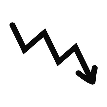 Downward Trend Arrow Icon - Black Symbol, Transparent Background