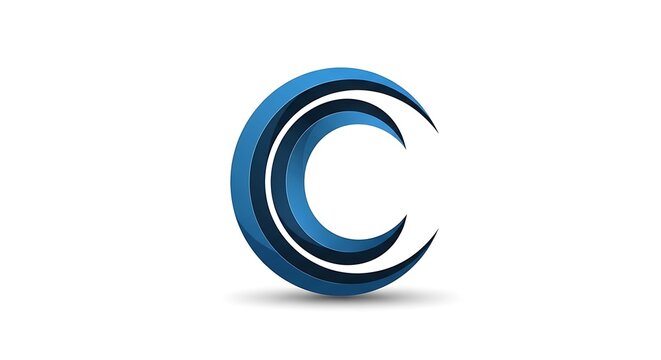 Abstract blue letter C wave logo design on white background