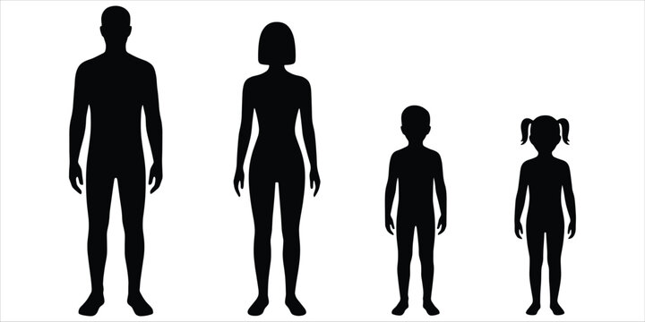 Silhouettes of a Family Showing Different Ages and Genders woman child