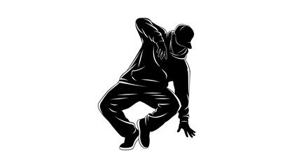 Obraz premium Black silhouette of a man dancing