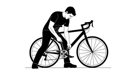 Obraz premium Man fixing bicycle chain