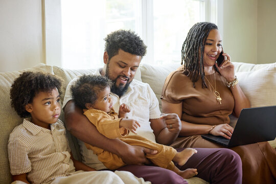 Family Spends Time Together at Home in the Afternoon