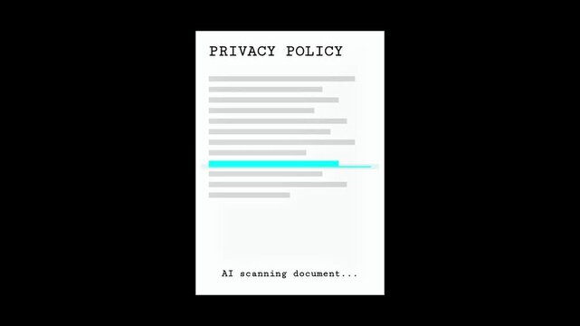 AI scanning privacy policy document highlighting text for data analysis