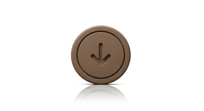 Brown Circular Button with Down Arrow Symbol.