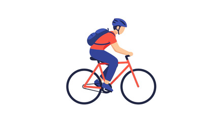 Fototapeta premium Man Riding Bicycle with Backpack, Healthy Lifestyle, Outdoor Activity, Vector Illustration