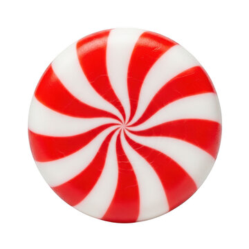 A vibrant red and white candy cane with a glossy finish and a festive appearance