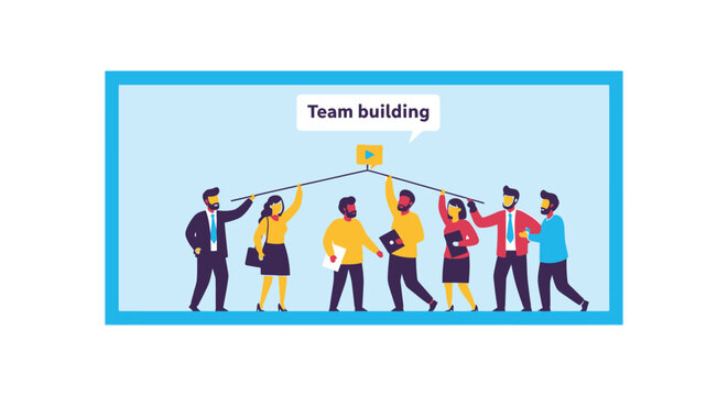 Diverse Team Building Together High.