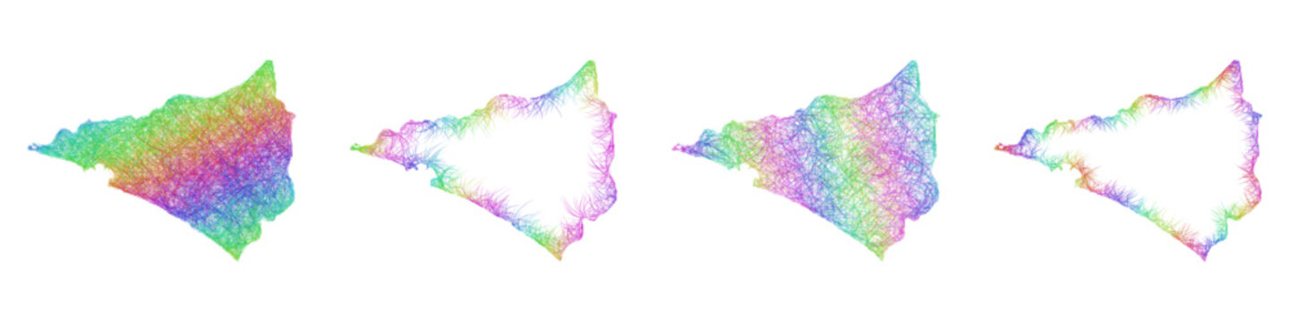 Multicolor sketch Colima map design set