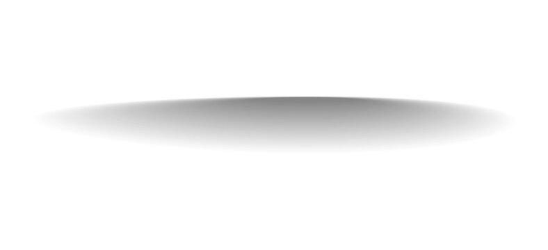 Realistic wide oval drop shadow isolated on transparent background PNG. Soft grey floor shadow for mockup