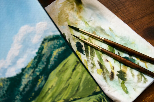 Brushes used by the artist