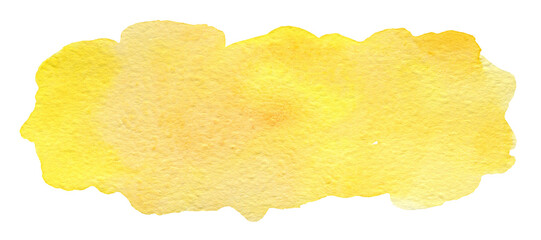 Abstract yellow watercolor splash isolated on white background. Hand drawn watercolor spot for logo or text © Oleksandr Blishch