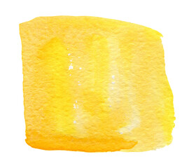 Abstract yellow watercolor splash isolated on white background. Hand drawn watercolor spot for logo or text © Oleksandr Blishch