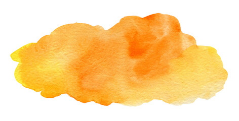 Naklejka premium Abstract orange watercolor splash isolated on white background. Hand drawn watercolor spot for logo or text