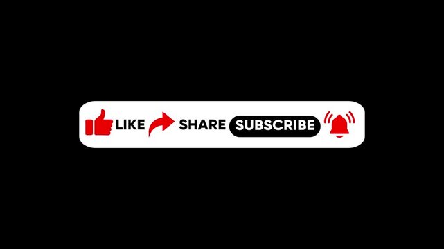 Social media engagement button overlay: like, share, and subscribe animation