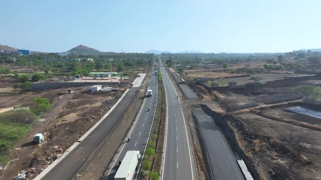Mumbai Agra Highway aerial drone view Maharashtra India
National Highway 160 Mumbai Agra Road aerial photography