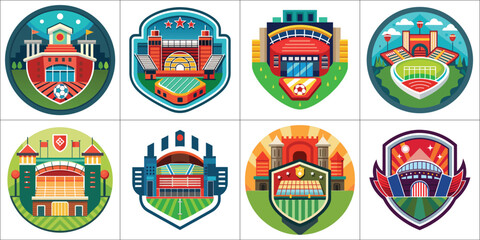Set of football stadium and sports arena emblem badges vector templates © MDMaruf