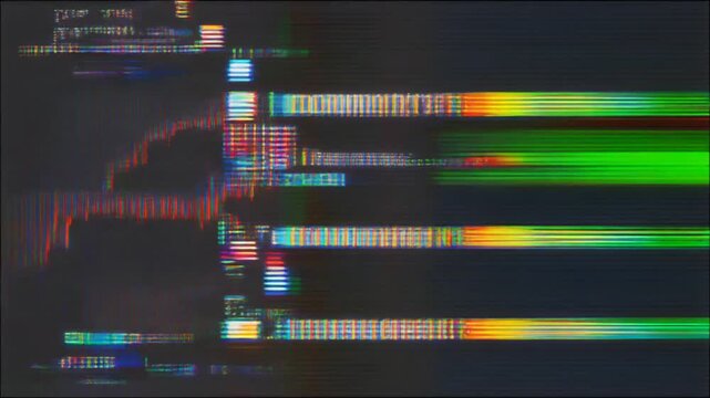 Abstract Digital Glitch Art Video with Colorful Distorted Lines and Pixels.