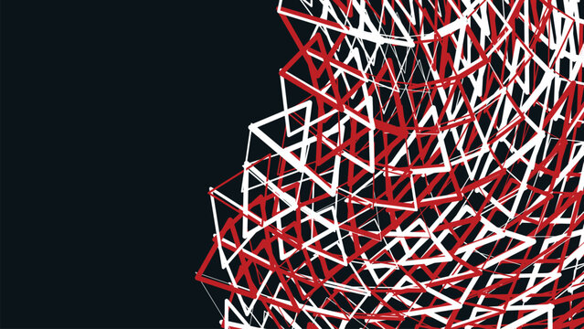 Abstract Dark Background with Geometric Red and White Triangle Mesh Pattern