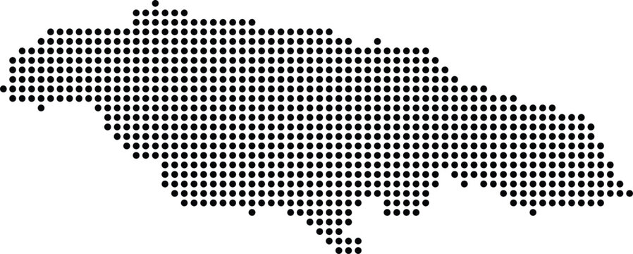 Jamaica Dotted Map Minimalist Black Dots Silhouette Country Geography Graphic Element