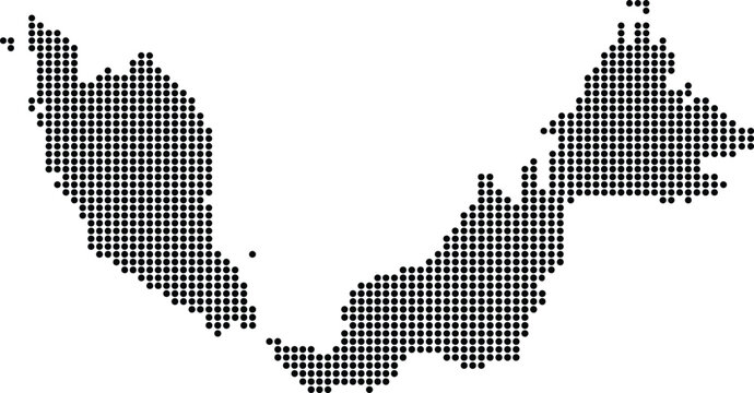 Malaysia Dotted Map Minimalist Black Dots Silhouette Country Geography Graphic Element