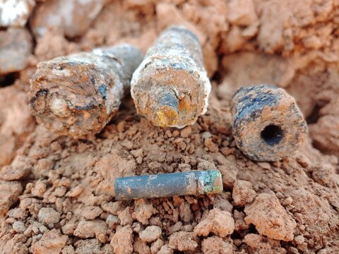 Old carbon core dry cell battery pieces.