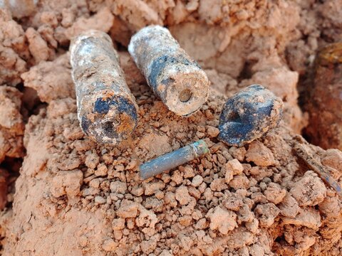 Original carbon core dry cell battery fragments.