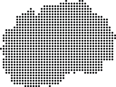 North Macedonia Dotted Map Minimalist Black Dots Silhouette Country Geography Graphic Element