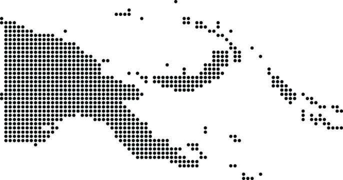 Papua New Guinea Dotted Map Minimalist Black Dots Silhouette Country Geography Graphic Element