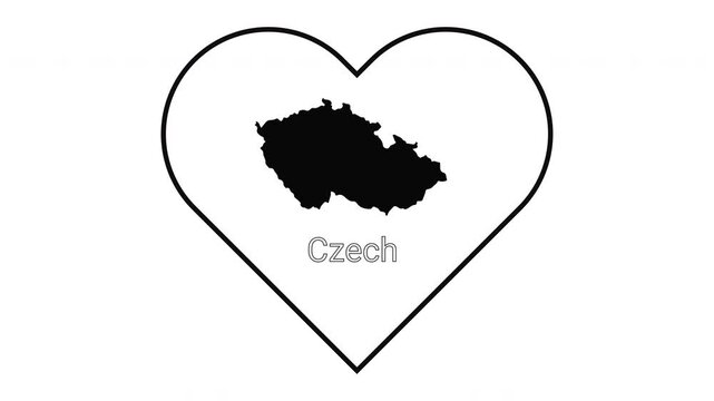 Czech Republic Map Heart Symbol Love Country Patriotism Graphic.