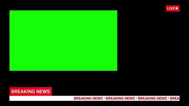 Live breaking news broadcast lower third template with green screen