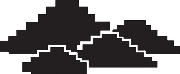 Fototapeta premium Pixel art landscape silhouette with mountain range and hills in retro digital gaming style.