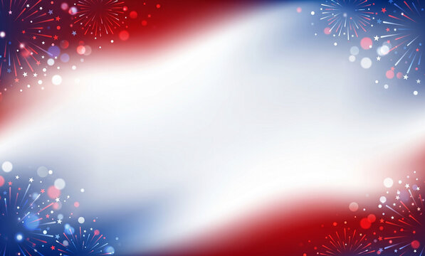 4th of july, independence day, patriotic, usa, america, american, celebration, fireworks, sparkles, glow, glowing, bokeh, abstract, background, backdrop, banner, template, copy space, text space, empt