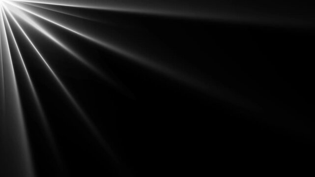 High quality stock footage of sun rays. Overlays light transition effects sunlight lens flare light leaks. Centered white light beams on black background animation. glow white optical shine light